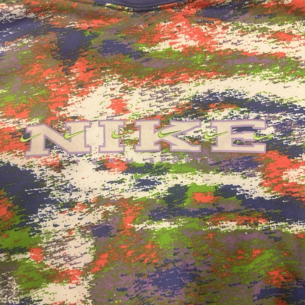 Nike Sweatshirt Womens M Blue Oversized Cropped Abstract Fleece DQ3586-450
